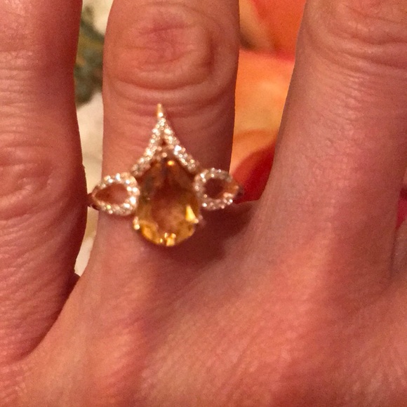 Sterling silver rose gold plated citrine ring - Picture 4 of 7